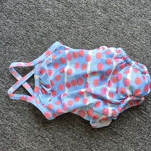 6M Striped Floral I Play One Piece Baby Swimsuit With Built-In Swim Diaper